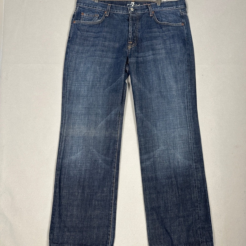 7 For All Mankind Jeans Mens‎ 38 Blue Relaxed Fit Dark Wash Denim Made In USA